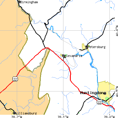 Zip code 16611 close-up map