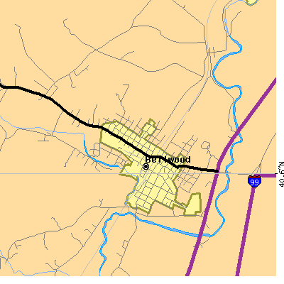 Zip code 16617 close-up map