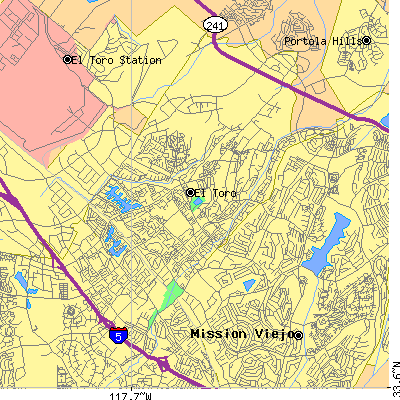Zip code 92630 close-up map