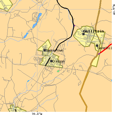 Zip code 16630 close-up map