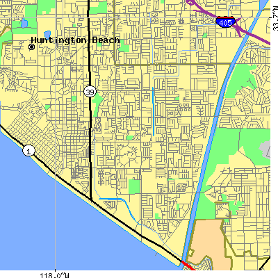 Zip code 92646 close-up map
