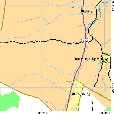 Zip code 16637 close-up map