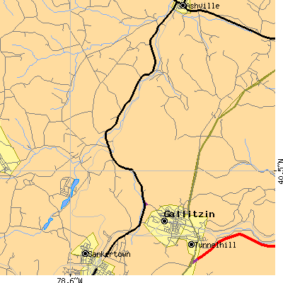 Zip code 16641 close-up map
