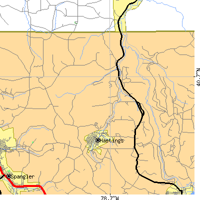 Zip code 16646 close-up map