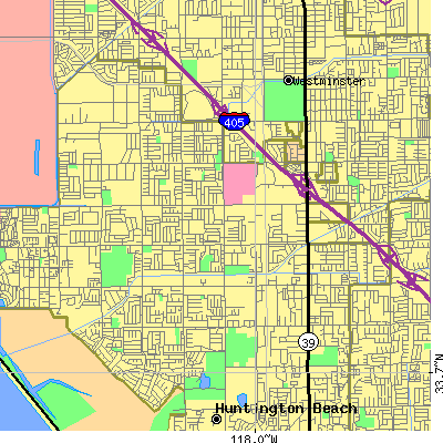 Zip code 92647 close-up map