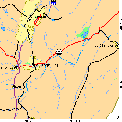 Zip code 16648 close-up map