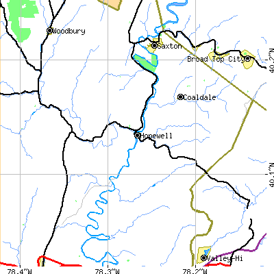 Zip code 16650 close-up map