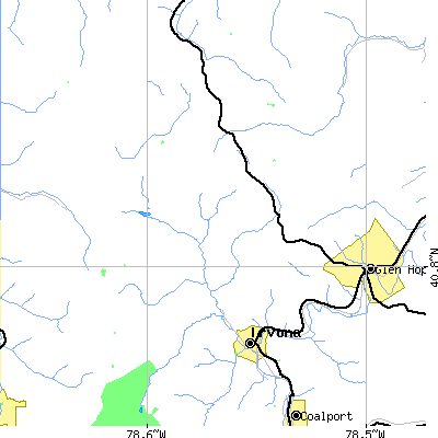 Zip code 16656 close-up map