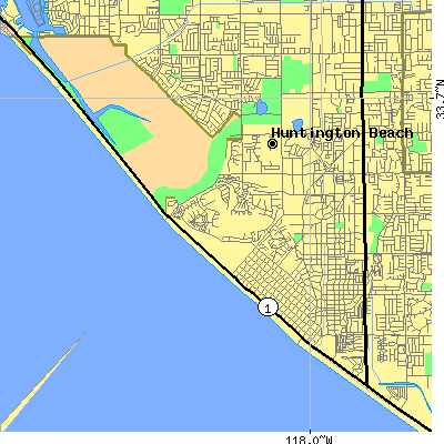 Zip code 92648 close-up map