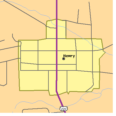 Zip code 16665 close-up map