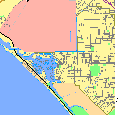 Zip code 92649 close-up map
