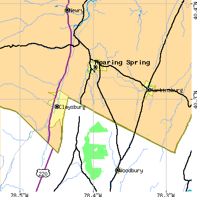 Zip code 16673 close-up map