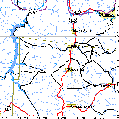 Zip code 16701 close-up map
