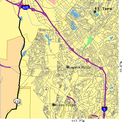 Zip code 92653 close-up map