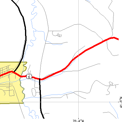 Zip code 16730 close-up map
