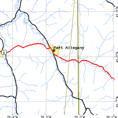 Zip code 16743 close-up map