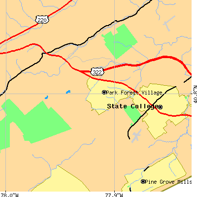 Zip code 16803 close-up map