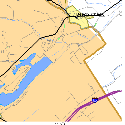 Zip code 16826 close-up map