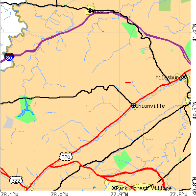 Zip code 16844 close-up map