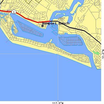 Zip code 92661 close-up map