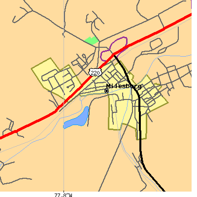 Zip code 16853 close-up map