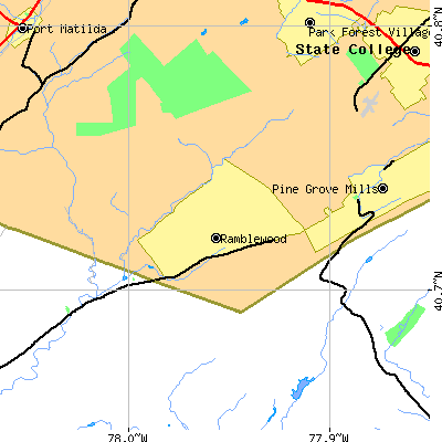 Zip code 16865 close-up map