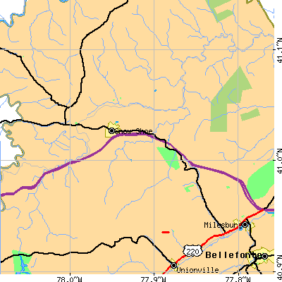 Zip code 16874 close-up map