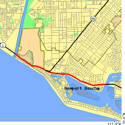 Zip code 92663 close-up map