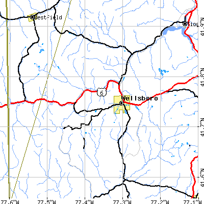 Zip code 16901 close-up map