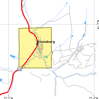 Zip code 16912 close-up map