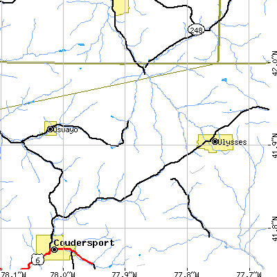 Zip code 16923 close-up map