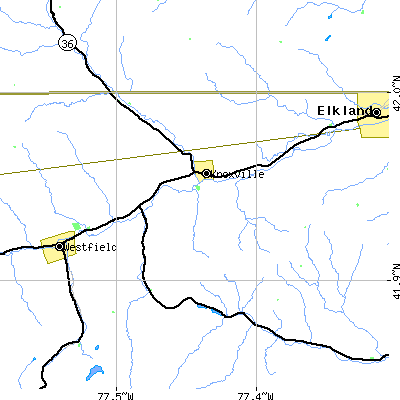 Zip code 16928 close-up map
