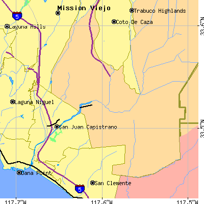 Zip code 92675 close-up map
