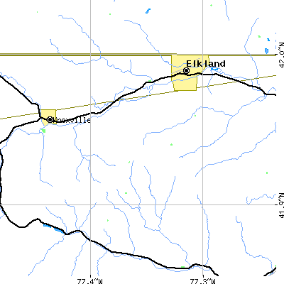 Zip code 16942 close-up map