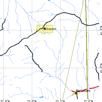 Zip code 16948 close-up map