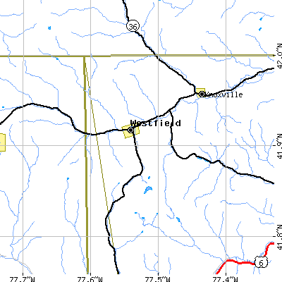 Zip code 16950 close-up map