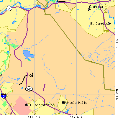 Zip code 92676 close-up map