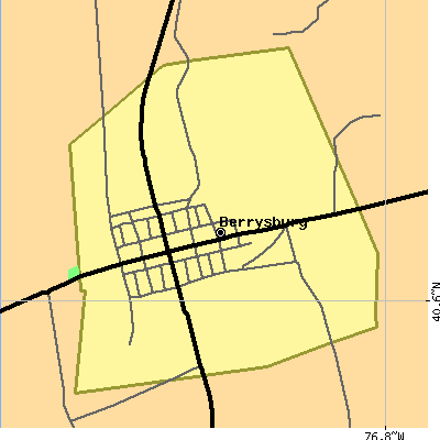 Zip code 17005 close-up map