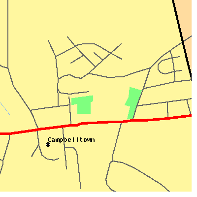 Zip code 17010 close-up map
