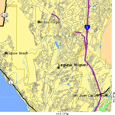 Zip code 92677 close-up map