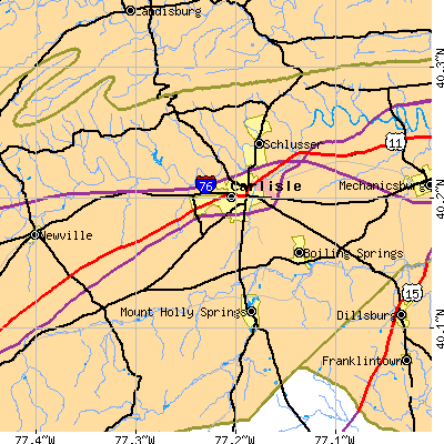 Zip code 17013 close-up map