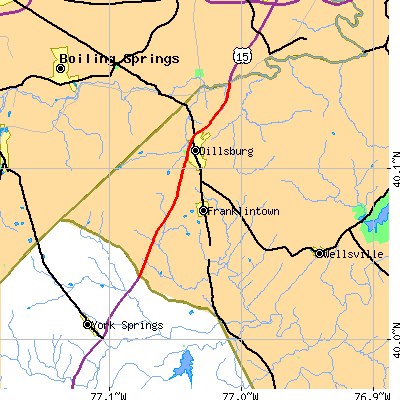 Zip code 17019 close-up map