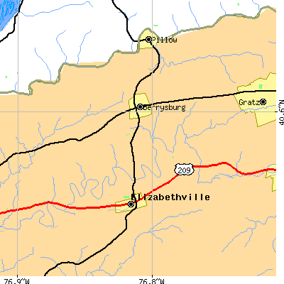 Zip code 17023 close-up map