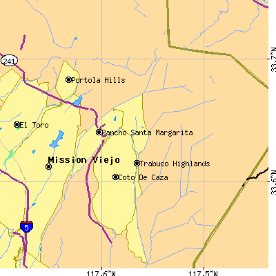 Zip code 92679 close-up map