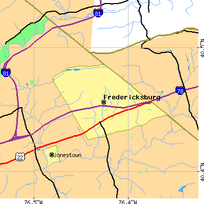 Zip code 17026 close-up map