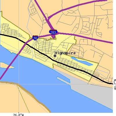 Zip code 17034 close-up map