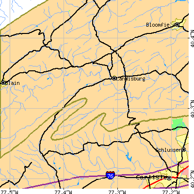 Zip code 17040 close-up map