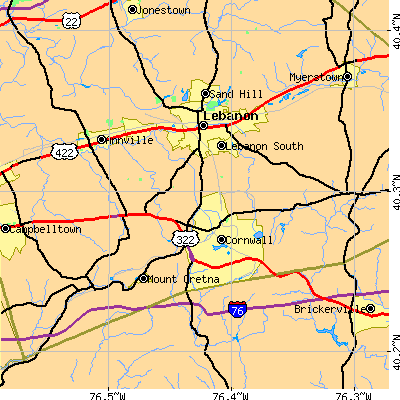 Zip code 17042 close-up map