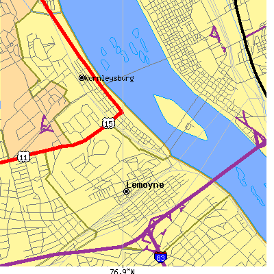 Zip code 17043 close-up map