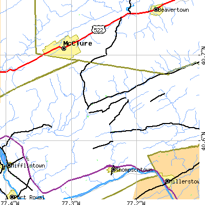 Zip code 17049 close-up map
